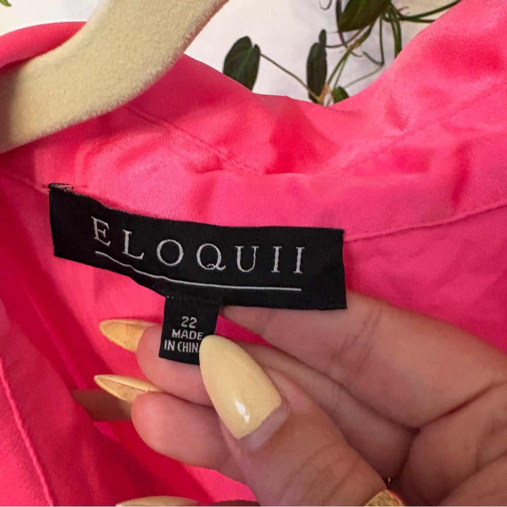 Eloquii Bright Pink Satin Maxi Wrap Dress - Picture 6 of 9